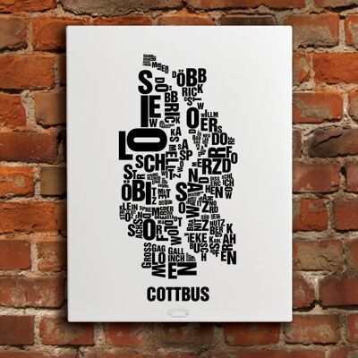 Place of letters Cottbus black on natural white - 40x50cm-canvas-on-stretcher
