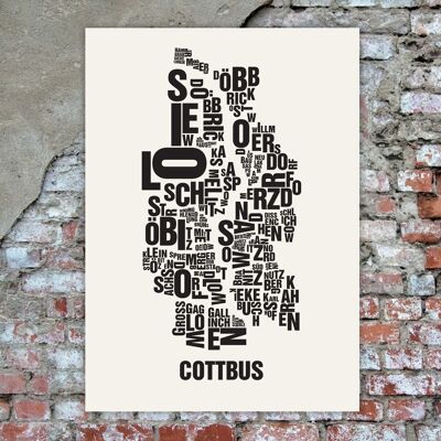 Posto lettere Cottbus nero su bianco naturale - 50x70cm-serigrafia fatta a mano