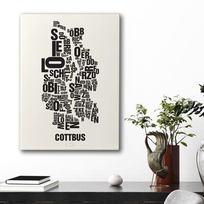 Place of letters Cottbus black on natural white - 50x70cm-canvas-on-stretcher