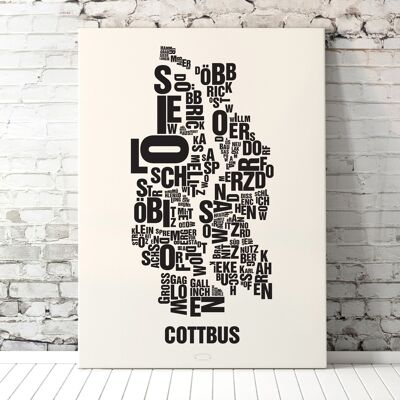 Luogo delle lettere Cottbus nero su bianco naturale - 70x100cm-tela-su-barella