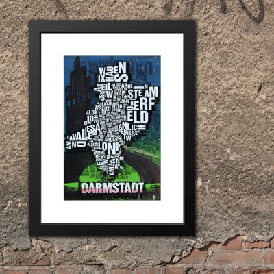 Place of letters Darmstadt Wedding Tower art print - 30x40cm-passepartout-framed