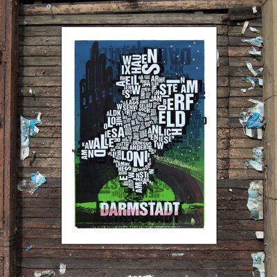 Place of the letters Darmstadt Wedding Tower art print - 50x70cm digital print