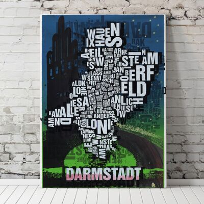 Buchstabenort Darmstadt Hochzeitsturm Kunstdruck - 70x100cm-leinwand-auf-keilrahmen