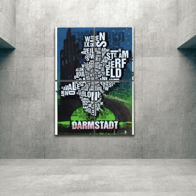 Place of letters Darmstadt Wedding Tower art print - 140x200cm-as-4-part-stretcher