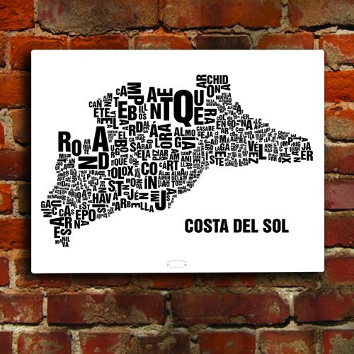 Buchstabenort Costa del Sol Schwarz auf Naturweiß - 40x50cm-leinwand-auf-keilrahmen