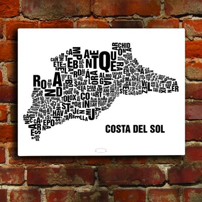 Letra ubicación Costa del Sol negro sobre blanco natural - 40x50cm-lienzo-en-camilla