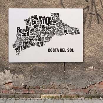 Lettre emplacement Costa del Sol noir sur blanc naturel - 40x50cm-toile-sur-châssis 4