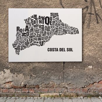 Lettre emplacement Costa del Sol noir sur blanc naturel - 50x70cm-toile-sur-châssis 4