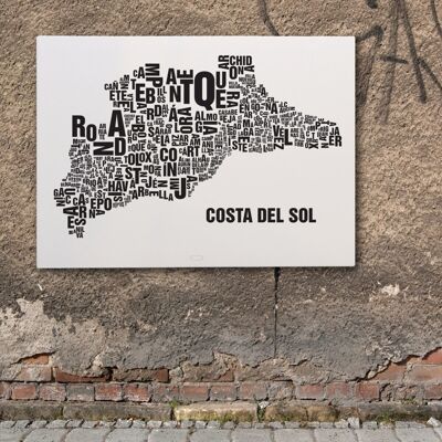 Letter location Costa del Sol black on natural white - 70x100cm-canvas-on-stretcher