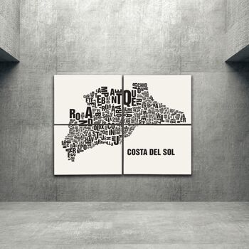 Emplacement lettre Costa del Sol noir sur blanc naturel - 140x200cm-comme-4-part-stretcher 1