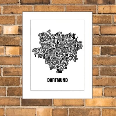 Letter place Dortmund black on natural white - 40x50cm-passepartout