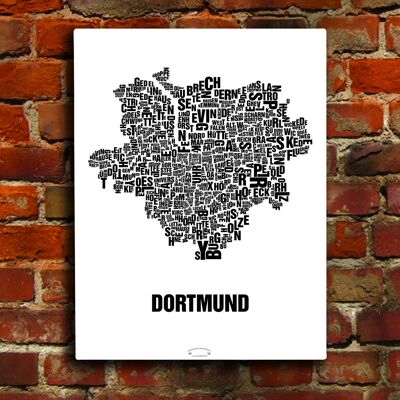 Luogo delle lettere Dortmund nero su bianco naturale - 40x50cm-tela-su-barella