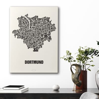 Place of letters Dortmund black on natural white - 50x70cm-canvas-on-stretcher