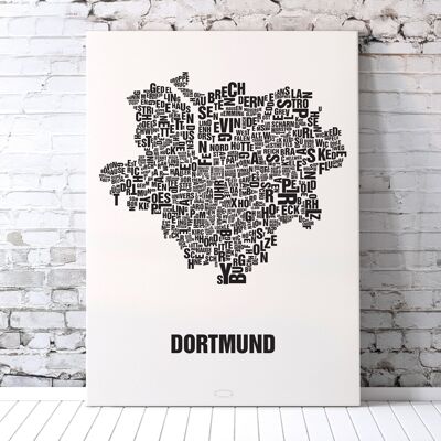 Buchstabenort Dortmund Schwarz auf Naturweiß - 70x100cm-leinwand-auf-keilrahmen