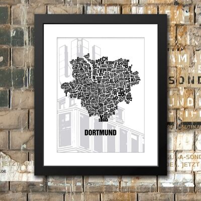 Letter location Dortmund Union U - 40x50 passepartout framed