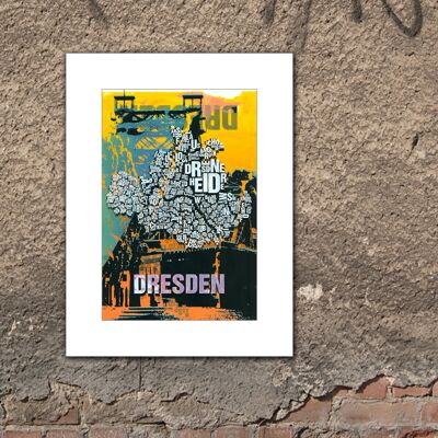 Place of letters Dresden Blaues Wunder art print - 30x40cm-passepartout