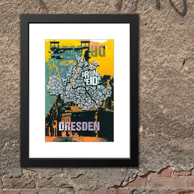 Place of letters Dresden Blaues Wunder art print - 30x40cm-passepartout-framed