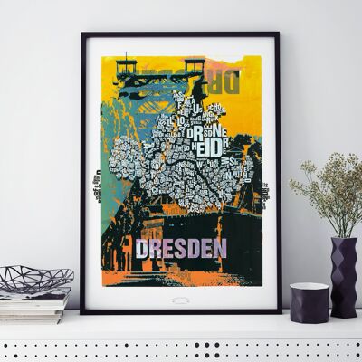 Place of letters Dresden Blaues Wunder art print - 50x70cm-digital print-framed