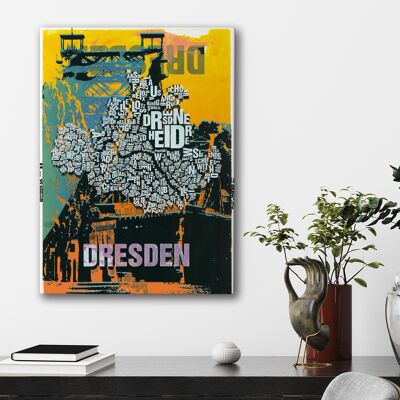 Lugar de letras Dresden Blaues Wunder lámina - 50x70cm-lienzo-en-camilla