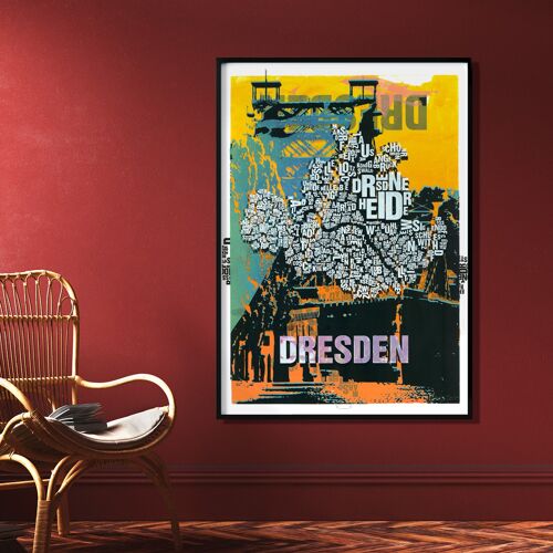 Buchstabenort Dresden Blaues Wunder Kunstdruck - 70x100cm-digitaldruck-gerollt