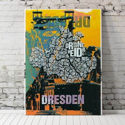 Buchstabenort Dresden Blaues Wunder Kunstdruck - 70x100cm-leinwand-auf-keilrahmen