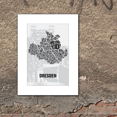 Buchstabenort Dresden Blaues Wunder - 30x40cm-passepartout