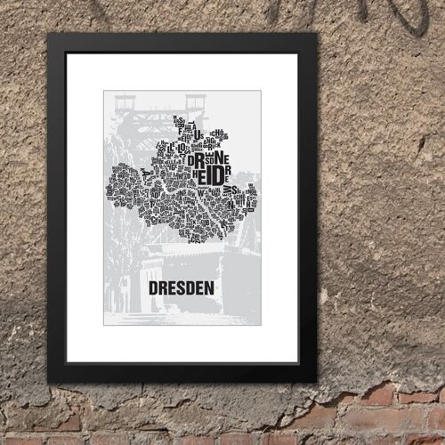 Buchstabenort Dresden Blaues Wunder - 30x40cm-passepartout-gerahmt