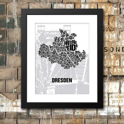 Buchstabenort Dresden Blaues Wunder - 40x50-passepartout-gerahmt