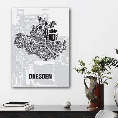 Buchstabenort Dresden Blaues Wunder - 50x70cm-leinwand-auf-keilrahmen