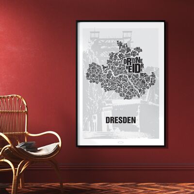 Buchstabenort Dresden Blaues Wunder - 70x100cm-digitaldruck-gerollt