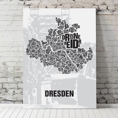 Buchstabenort Dresden Blaues Wunder - 70x100cm-leinwand-auf-keilrahmen