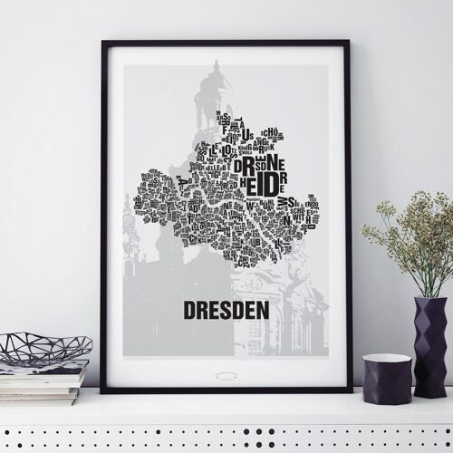 Buchstabenort Dresden Frauenkirche - 50x70cm-digitaldruck-gerahmt