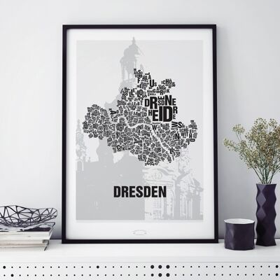 Luogo delle lettere Dresden Frauenkirche - 50x70cm-stampa digitale con cornice