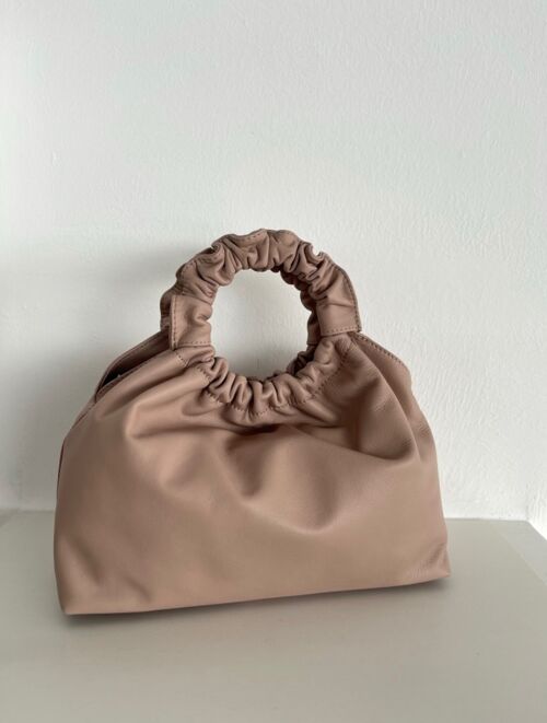 Isabel Powder Pink Leather Crossbody Handbag