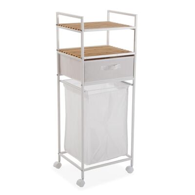 TROLLEY WITH BASKET AND SHELF WHITE 21810026