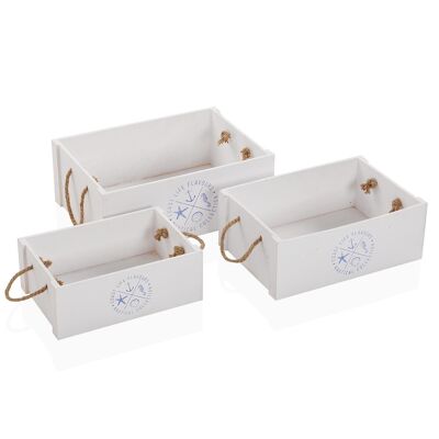 SET OF 3 WOODEN BOXES NAUT 22010030