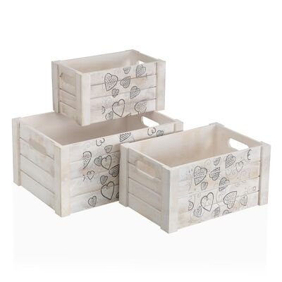 SET OF 3 COZY WOODEN BOXES 22010072