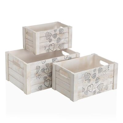 Set de 3 cajas de madera cozy 22010072