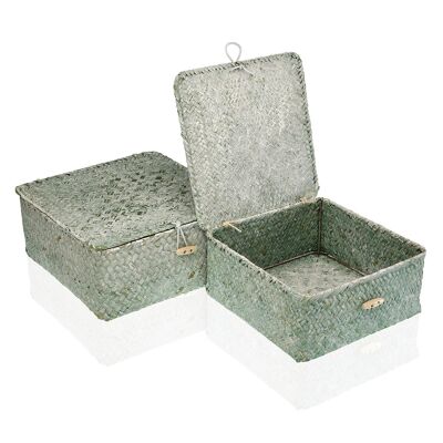 SET OF 2 BASKETS WITH GREEN LID 22040009
