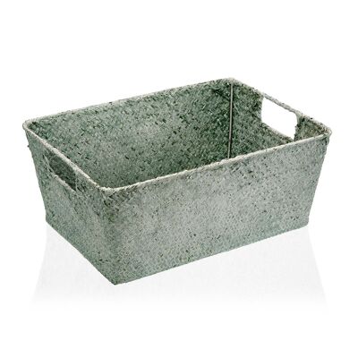 RECT BASKET WITH GREEN HANDLES 22040012