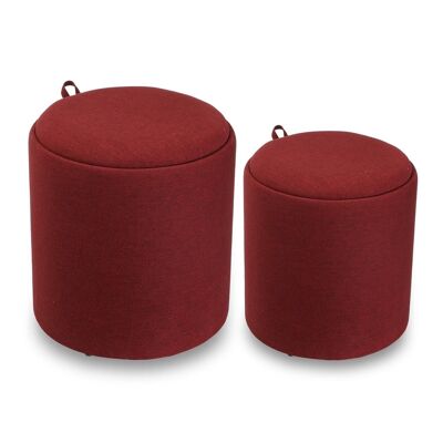 SET OF 2 MARSALA POUFS WITH TRAY 22050032