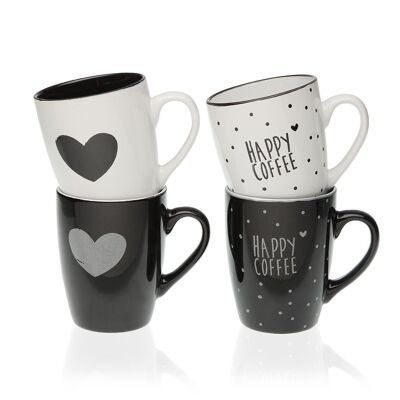 MUG ASSORTED HEARTS WHITE/ BLAC 22090018