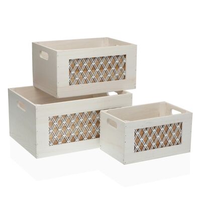 Set de 3 cajas de madera 22150023