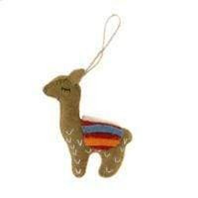Shared Earth Handmade Felt Animal Decorations - llama