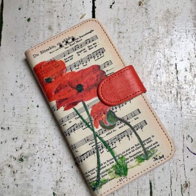 I-Phone 5, 5S, SE Covers - Red Poppies Book Case