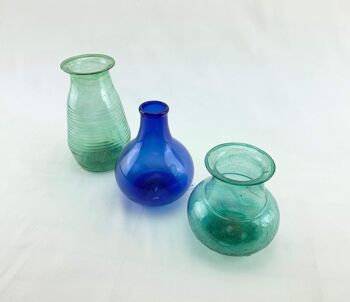 Vases en Verre Recyclé - Bleu et Vert - Vert Court 3