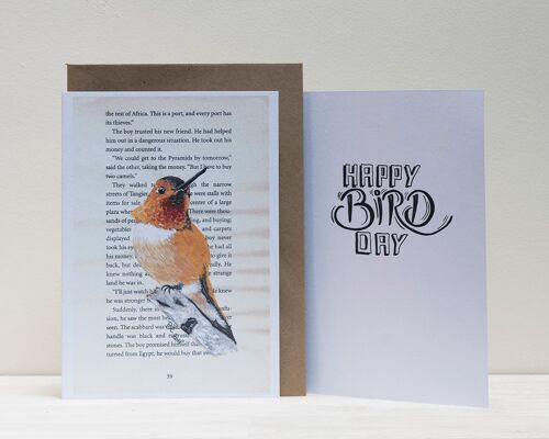 Art Print Cards - Happy "Bird"day - Orange Hummingbird