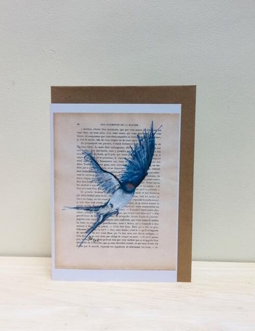 Art Print Cards - Literary Birds - Blue Swallow