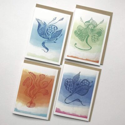 MissTMorning Set of 4 Illustrated Cards