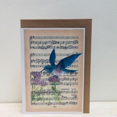 Art Print Cards - Birds & Music - Hummingbird